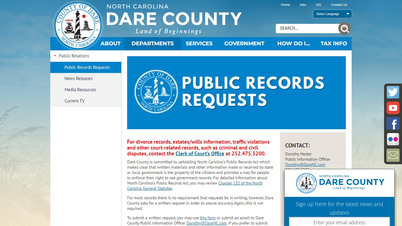 Public Records Requests | Dare County, NC