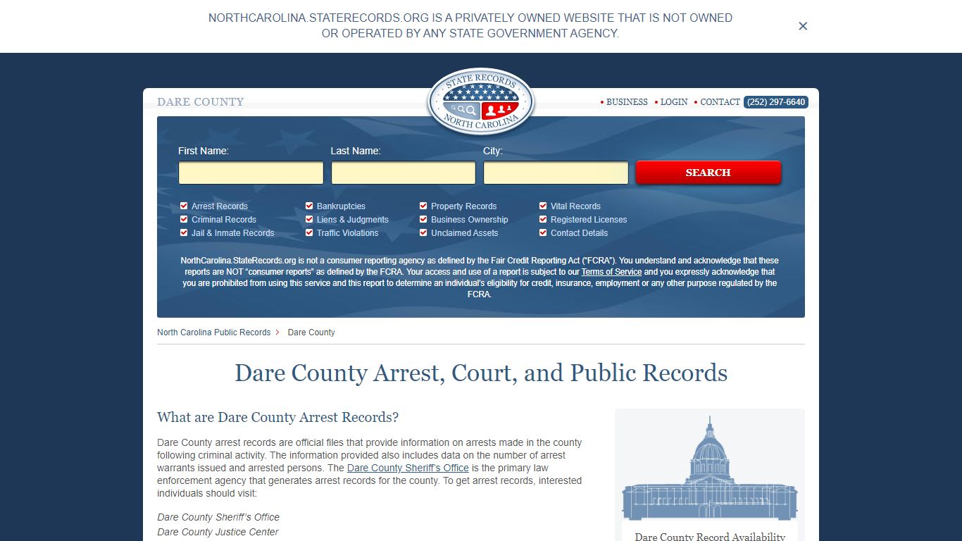 Dare County Arrest, Court, and Public Records