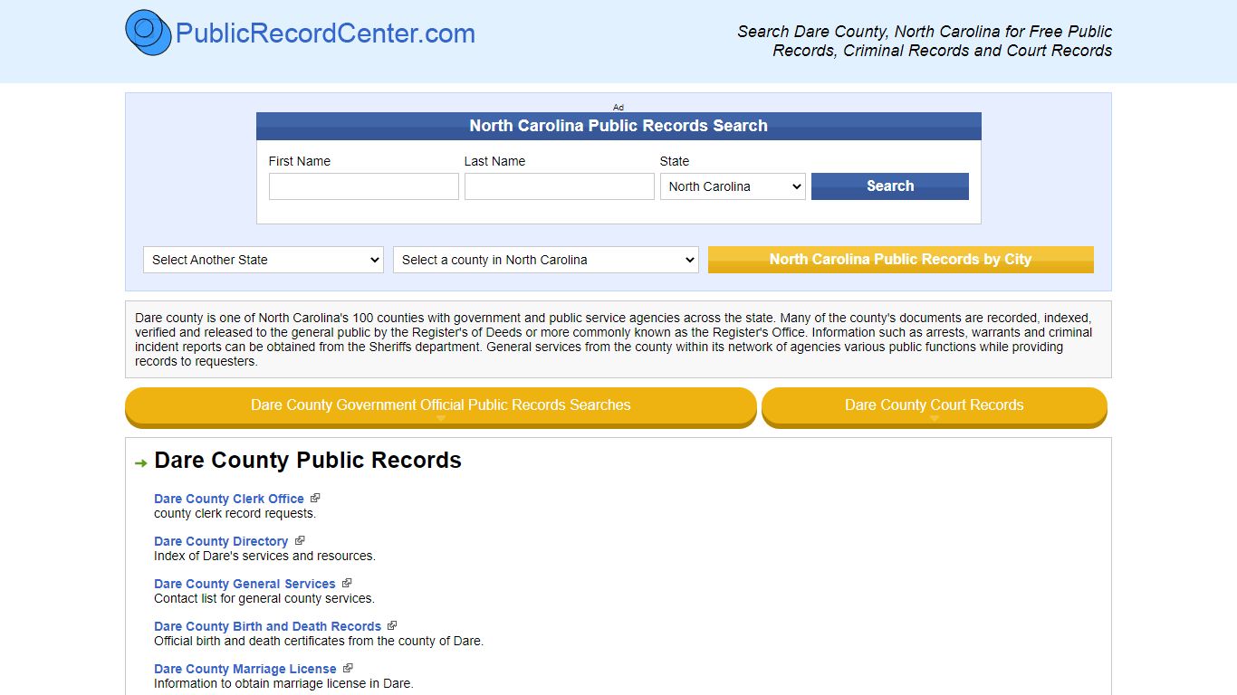 Dare County North Carolina Free Public Records - Court ...