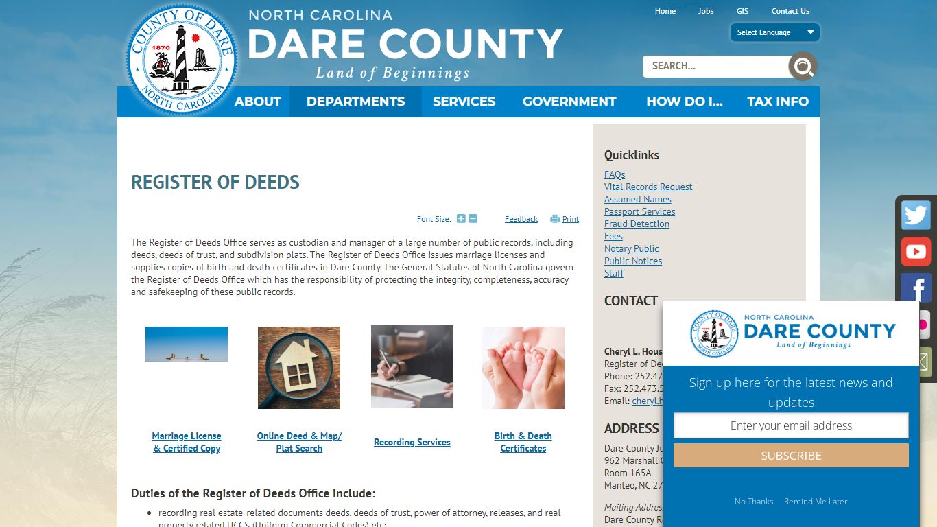 Register of Deeds | Dare County, NC