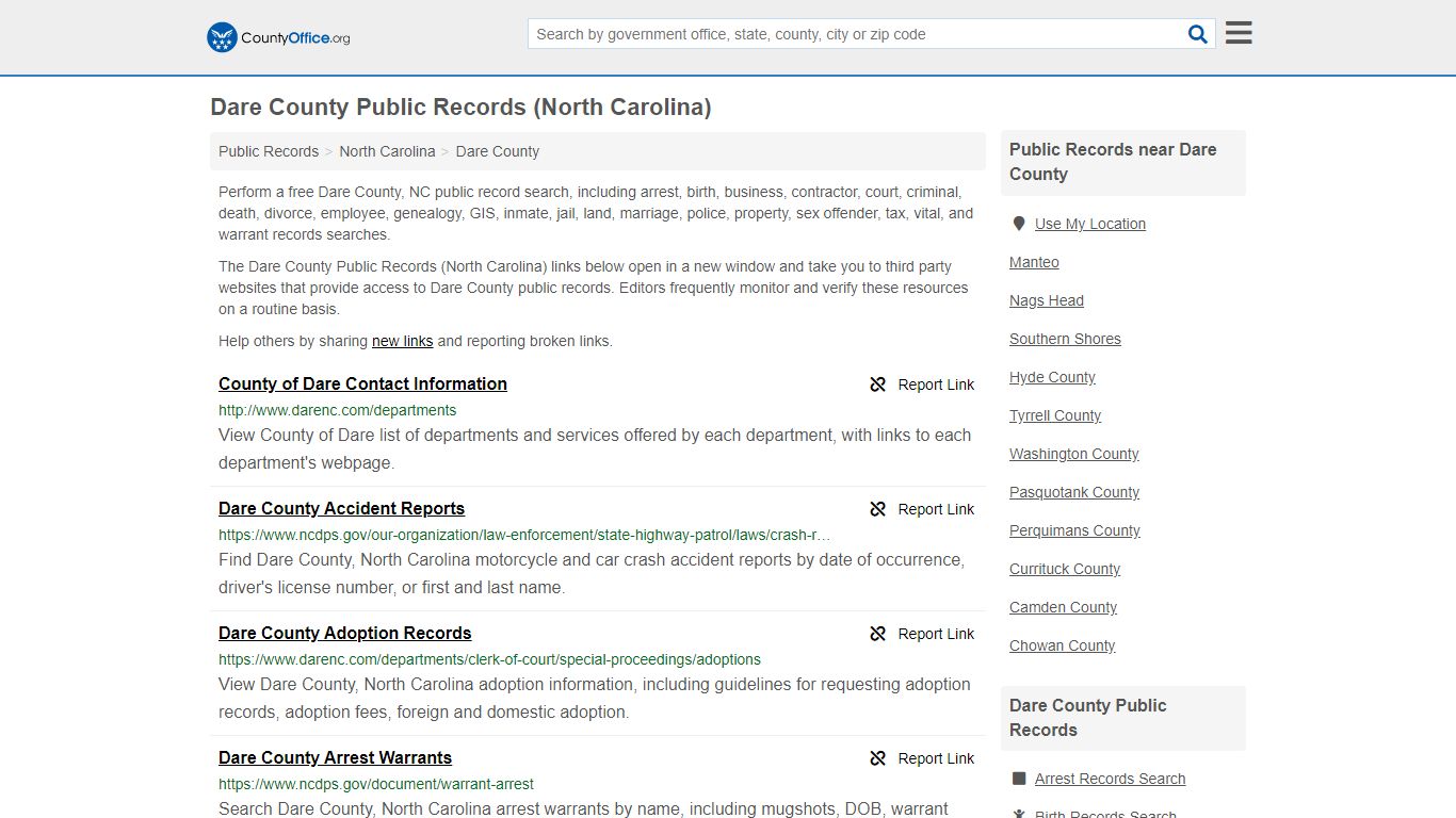 Public Records - Dare County, NC (Business, Criminal, GIS ...